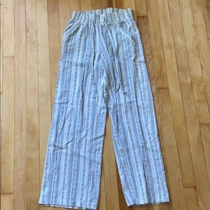 White and Black Striped linen pants